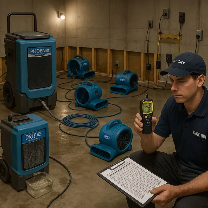 Structural Drying and Dehumidification process in Biola, CA